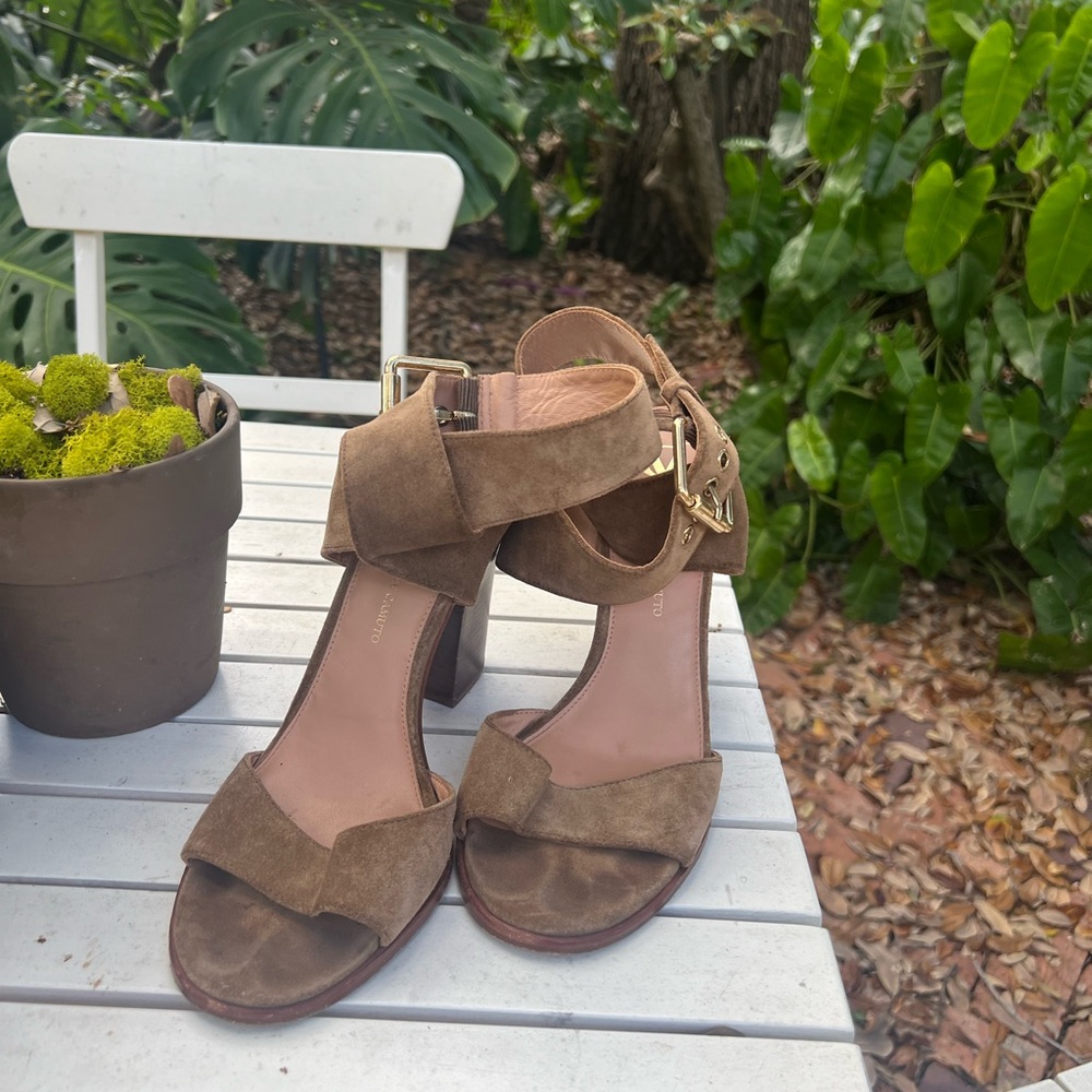 Vince Camuto Brown Suede Heels with Ankle Strap